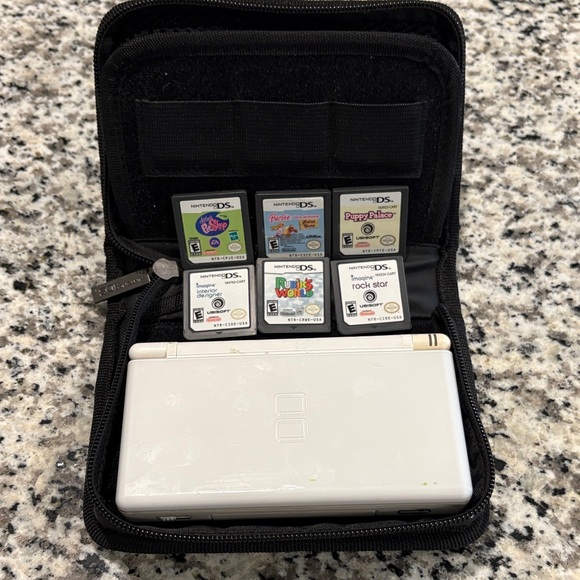 Nintendo Other - Nintendo DS Lite White with Game Collection and Black Case
